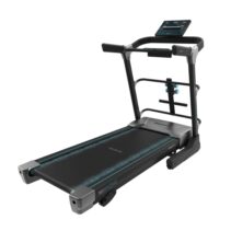 Cecotec DrumFit WayHome 1800 Runner Sprint Cinta de Correr - 2200W - Velocidad hasta 18km/h - Amortiguacion - Mancuernas y Barra - Plegable - 12 Programas - Superficie 133x46cm - Color Negro y Gris