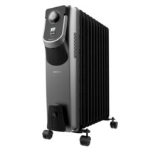 Cecotec ReadyWarm 11000 Space 360 Black Radiador de Aceite con 11 Modulos de 150x580mm - 2500W - Calienta hasta 28m2 - Tecnologia 360º - 3 Niveles - Recogecables - Facil Transporte - Color Negro