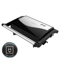 Cecotec Rock'nGrill 750 Full Open Parrilla Electrica - 750W - Apertura 180º - Revestimiento Antiadherente - Placa Flotante - Indicador Luminoso - Cierre Vertical con Pinza - 23x14.5cm - Color Negro