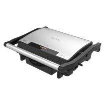Cecotec Rock'nGrill Rapid Parrilla Electrica - 1500W - Revestimiento Antiadherente - Placa Ajustable en Altura - Bandeja Recogegrasas - Compacto - Ideal para Sandwiches - Acero Inoxidable