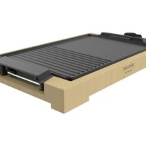 Cecotec Tasty and Grill 2000 Bamboo Black Plancha Electrica - 2000W - Antiadherente - Estructura Bambu - Termostato - Apta para Lavavajillas - Bandeja Recogegrasas - 37.5x24.5cm - Color Madera Claro