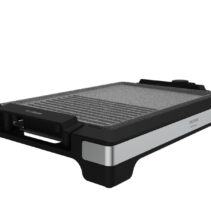 Cecotec Tasty and Grill 2000 Inox MixStone Plancha Electrica - 2000W - Antiadherente - Termostato Regulable - Acabado en Acero Inoxidable - Bandeja Recogegrasas - 37.5x24.5cm - Color Negro