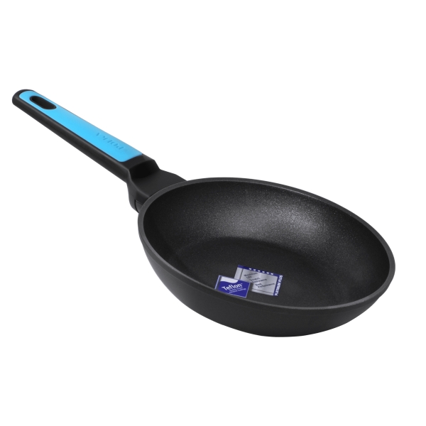 Cecotec Polka Platinum Thunder Sarten de Aluminio Forjado de 22cm - Revestimiento Teflon Antiadherente - Apto para Lavavajillas - Compatible con Induccion - Espesor 3.4mm - Color Negro y Azul
