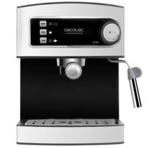 Cecotec Power Espresso Cafetera Espresso - 850W - 20Bar - Deposito 1.6L Extraible - Doble Salida - Vaporizador Orientable - Calienta Tazas - Acabados en Acero Inoxidable - Color Negro y Plata