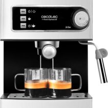 Cecotec Power Espresso 20 Cafetera Express Automatica - Potencia de 850W - Bomba de 20 Bares - Deposito de 1.5L - Doble Salida - Vaporizador Orientable - Acero Inoxidable