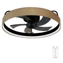 Cecotec EnergySilence LampAero 650 Beige Design Ventilador de Techo con 5 Aspas y Luz - 20W - Tulipa de Tela - 3 Tonos LED - Temporizador - 6 Velocidades - Modo Invierno - Color Negro