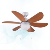 Cecotec EnergySilence Aero 360 Ventilador de Techo con 6 Aspas Reversibles y Luz - 50W - 91cm de Diametro - Silencioso - Modo Invierno - 3 Velocidades - Aspas de Madera - Acero Inoxidable