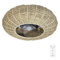Cecotec EnergySilence LampAero 650 Natural Wicker Ventilador de Techo con 5 Aspas y Luz - 20W - Tulipa de Yute - Lampara con 3 Tonos - Temporizador - 3 Velocidades - Modo Invierno - Color Madera Claro