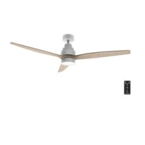 Cecotec EnergySilence Aero 5300 WhiteandWood Design Ventilador de Techo con 3 Aspas y Luz - 40W - Diametro de 52" - LED con 2 Tonos - Temporizador - 6 Velocidades - Modo Invierno - Color Blanco