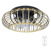 Cecotec EnergySilence LampAero 600 Natural Wood Ventilador de Techo con 5 Aspas y Luz - 20W - Tulipa de Madera - Lampara con 3 Tonos - Temporizador - 3 Velocidades - Modo Invierno - Color Negro