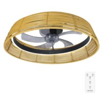 Cecotec EnergySilence LampAero 600 Natural Design Ventilador de Techo con 5 Aspas y Luz - 20W - Tulipa de Mimbre - 3 Tonos LED - Temporizador - 6 Velocidades - Modo Invierno - Color Madera Claro