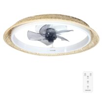 Cecotec EnergySilence LampAero 620 Natural Design Ventilador de Techo con 5 Aspas y Luz - 20W - Tulipa de Mimbre - 3 Tonos LED - Temporizador - 6 Velocidades - Modo Invierno - Color Madera Claro