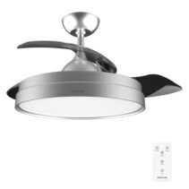 Cecotec EnergySilence Aero 4280 Invisible Steel Ventilador de Techo con Luz - 40W - Aspas Retractiles - 3 Tonos - Diametro de 42" - Modo Invierno - 6 Velocidades - Temporizador - Color Gris