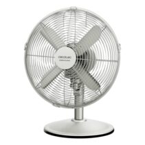 Cecotec EnergySilence 610 SteelDesk Ventilador de Sobremesa con 4 Aspas - 40W - Diametro 30cm - 3 Velocidades - Oscilacion Automatica - Acabado en Acero Inoxidable - Base Estable - Rejilla Protectora