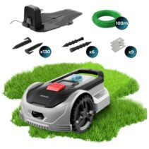 Cecotec Conga GrassHopper 300 Robot Cortacesped Inteligente - Cobertura hasta 300m2 - Adaptacion Automatica a Irregularidades - Altura Regulable - Sensor de Lluvia - Color Negro y Gris