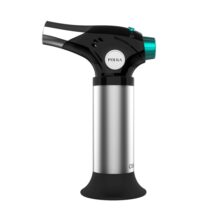 Cecotec Polka Flame-Cook 1000 Steel Soplete de Cocina - Alcanza 1300°C - Regulador de Llama - Bloqueo de Seguridad - Compacto - Recetario - Espatula y Pincel - Facil de Usar - Color Negro y Plata