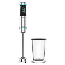 Cecotec Power TitanBlack 1200 XL Batidora de Mano - 1200W - 4 Cuchillas de Titanio en Cruz - Campana Antisalpicaduras - Velocidad Ajustable - Vaso 800ml - Funcion Turbo - 6.8x6.8x48cm - Color Negro