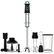 Cecotec Power TitanBlack 1200 XL PerfectCreamandCrush Batidora de Mano - 1200W - Cuchillas de Titanio - Campana Antisalpicaduras - Turbo - Vaso 800ml - Picadora de 600ml - 6.8x6.8x48cm - Color Negro