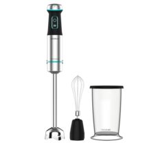 Cecotec Power TitanBlack 1200 XL Cream Batidora de Mano - 1200W - 4 Cuchillas de Titanio en Cruz - Campana Antisalpicaduras - Velocidad Ajustable - Vaso 800ml - Montaclaras - 6.8x6.8x48cm - Color Negro