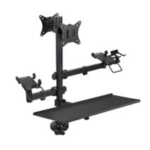 Tooq Soporte de Mesa para 2 Monitores de 17"-32" + Soportes para Impresora TPV
