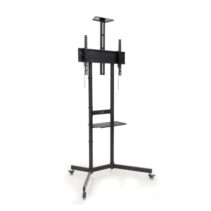 Tooq Nefertiti Soporte de Suelo con Ruedas para Pantallas 37" a 70" - Altura Ajustable - Bloqueo de Ruedas - Estante - Bandeja Superior para Webcam - Gestion de Cables - Peso Max 70kg - VESA Max 600X400mm - Color Negro