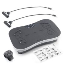 Innovagoods Vybeform Plataforma Vibratoria de Entrenamiento - Potencia 200W - Incluye Accesorios - Ergonomico - hasta 120kg - Mando a Distancia - Guia de Ejercicios - Color Negro y Blanco