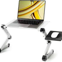 Innovagoods Omnible Mesa Ajustable Multiposicion para Portatil de Aluminio - Plegable - Soporta hasta 15kg - Bandeja para Raton - Rotable 360º - Multifuncion - 49x53x26cm - Color Gris