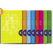 Lamela Pack de 10 Libretas Grapadas con 50 Hojas de 90g/m2 con Margen - Formato A4 - Pauta Cuadrovia de 3mm - Cubierta de Cartoncillo Plastificado - Papel Offset Blanco Extra - Colores Surtidos