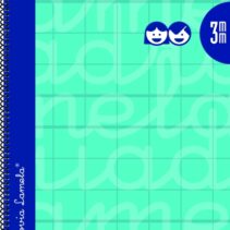 Lamela Cuaderno Espiral con 80 Hojas de 90g/m2 con Margen - Formato Cuarto - Pauta Cuadrovia de 3mm - Cubierta Extra Dura - Papel Offset Blanco Extra - Color Turquesa