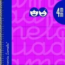 Lamela Cuaderno Espiral con 80 Hojas de 90g/m2 con Margen - Formato Cuarto - Pauta Cuadrovia de 4mm - Cubierta Extra Dura - Papel Offset Blanco Extra - Color Fucsia
