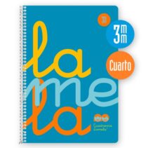 Lamela Cuaderno Espiral con 80 Hojas de 90g/m2 con Margen - Formato Cuarto - Pauta Cuadrovia de 3mm - Cubierta Extra Dura - Papel Offset Blanco Extra - Color Azul