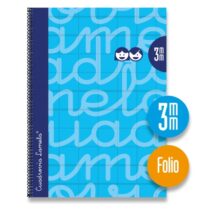 Lamela Cuaderno Espiral con 80 Hojas de 90g/m2 con Margen - Formato Folio - Pauta Cuadrovia de 3mm - Cubierta Extra Dura - Papel Offset Blanco Extra - Color Azul