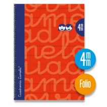 Lamela Cuaderno Espiral con 80 Hojas de 90g/m2 con Margen - Formato Folio - Pauta Cuadrovia de 4mm - Cubierta Extra Dura - Papel Offset Blanco Extra - Color Rojo