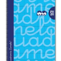 Lamela Cuaderno Espiral con 80 Hojas de 90g/m2 con Margen - Formato Folio - Pauta Cuadrovia de 5mm - Cubierta Extra Dura - Papel Offset Blanco Extra - Color Azul