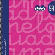 Lamela Cuaderno Espiral con 80 Hojas de 90g/m2 con Margen - Formato Folio - Pauta Cuadrovia de 5mm - Cubierta Extra Dura - Papel Offset Blanco Extra - Color Fucsia