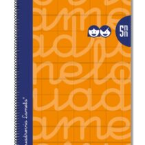 Lamela Cuaderno Espiral con 80 Hojas de 90g/m2 con Margen - Formato Folio - Pauta Cuadrovia de 5mm - Cubierta Extra Dura - Papel Offset Blanco Extra - Color Naranja