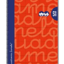 Lamela Cuaderno Espiral con 80 Hojas de 90g/m2 con Margen - Formato Folio - Pauta Cuadrovia de 5mm - Cubierta Extra Dura - Papel Offset Blanco Extra - Color Rojo
