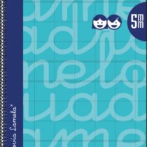 Lamela Cuaderno Espiral con 80 Hojas de 90g/m2 con Margen - Formato Folio - Pauta Cuadrovia de 5mm - Cubierta Extra Dura - Papel Offset Blanco Extra - Color Turquesa