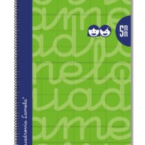Lamela Cuaderno Espiral con 80 Hojas de 90g/m2 con Margen - Formato Folio - Pauta Cuadrovia de 5mm - Cubierta Extra Dura - Papel Offset Blanco Extra - Color Verde