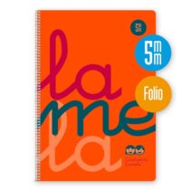 Lamela Cuaderno Espiral con 80 Hojas de 90g/m2 con Margen - Formato Folio - Pauta Cuadrovia de 5mm - Cubierta de Polipropileno - Papel Offset Blanco Extra - Color Naranja Fluorescente