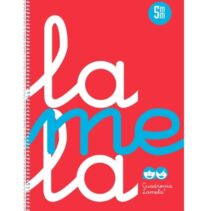 Lamela Cuaderno Espiral con 80 Hojas de 90g/m2 con Margen - Formato Folio - Pauta Cuadrovia de 5mm - Cubierta de Polipropileno - Papel Offset Blanco Extra - Color Rojo Fluorescente