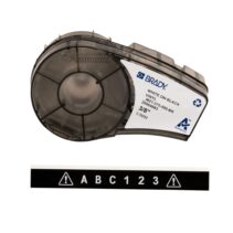 Brady M21-375-595-BK Cinta de Etiquetas Original Vinilo - Texto Blanco sobre Fondo Negro - Ancho 9.53mm x 6
