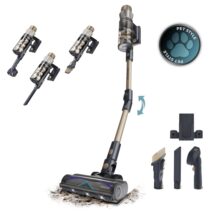 Cecotec Conga Rockstar RS90 Pet Flex Aspirador de Escoba Vertical - 600W - Autonomia hasta 65min - Succion 40kPa - Deposito de 500ml - Luz LED - Pantalla - Ideal para Mascotas - Color Bronce