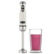 Cecotec Power RetroBeige 1200MAX Batidora de Mano - Potencia 1200W - Vaso de 0.5L - Velocidad Ajustable - Apto para Lavavajillas - Cuchillas Recubiertas de Titanio - Color Beige