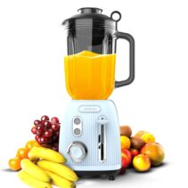 Cecotec Power Black Titanium RetroBlue Batidora de Vaso - Potencia 1200W - Capacidad Jarra 1.5L - Velocidad Ajustable - Estilo Retro - Cuchillas Recubiertas de Titanio - Color Azul Claro
