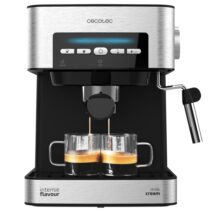 Cecotec Power Espresso 20 Matic Cafetera Espresso con Vaporizador - Capacidad 1.5L - Presion 20bar - Deposito de 1.5L - Acero Inoxidable - Vaporizador - Calientatazas - Color Negro y Plateado