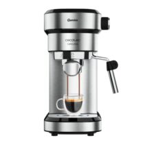 Cecotec Cafelizzia Steel Cafetera Espresso con Vaporizador - Potencia 1350W - Presion 20bar - Termoblock - Temperatura Regulable - Vaporizador - Apagado Automatico - Deposito 1.2L - Color Negro y Plateado