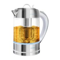 Cecotec ThermoSense 370 Clear Hervidor de Agua de 1.7L - 2200W - Libre de BPA - Base 360º Independiente - Luz LED - Temperatura Regulable - Filtro Antical - Autoapagado - Acero Inoxidable