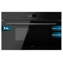 Cecotec Bolero Hexa MW703800 Glass Black Microondas Integrable con Grill - Capacidad 34L - Temperatura Regulable - Panel Tactil - Acabado en Vidrio - Bloqueo Infantil - Color Negro