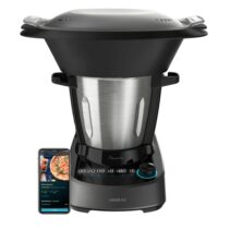 Cecotec Mambo 11090 Robot de Cocina - Bascula - Jarra de Acero Inoxidable 3.3L - Control por App - Velocidad Ajustable - Recetario - Apto para Lavavajillas - Funcion Autolimpieza - Color Negro y Plateado